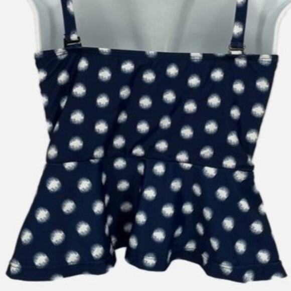Bikini Swimsuit Peplum Top with Burst Circle Print in Blue and White Size XS - Picture 8 of 8